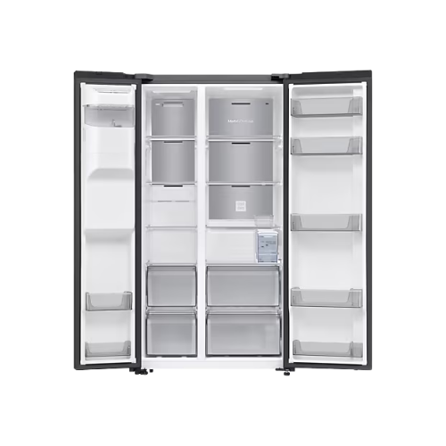 Samsung SBS 2 Door / 635L / All Around Cooling / AI Inverter Compressor / (I&amp;W)Dispenser, Glass Door (RS70F65K1BST)
